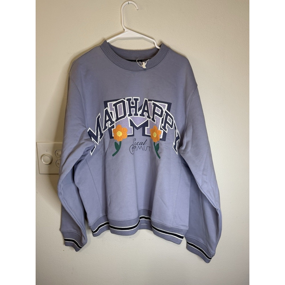Mad‎ Happy Local Optimist Spring Capsule Crew Perwinkle Unisex Size M NWT